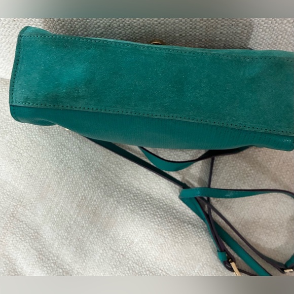 FURLA TEAL LEATHER & SUEDE SHOULDER/CROSSBODY FLAP BAG EUC - Picture 9 of 15